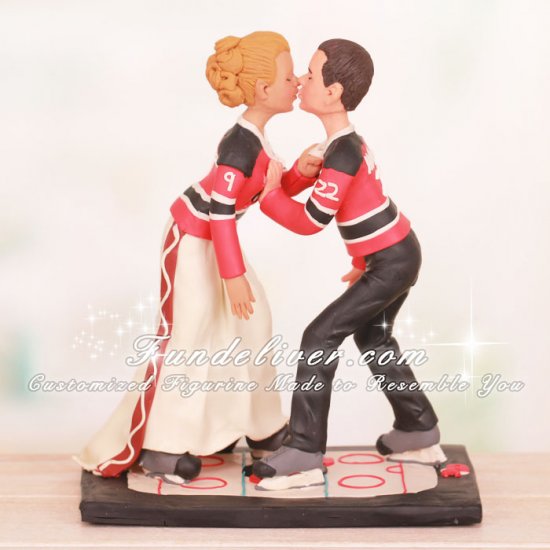 Fighting Position Sharing Kiss Devils Hockey Cake Toppers - Click Image to Close