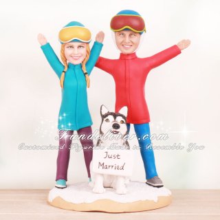 Snow Boards Bride and Groom Cake Toppers