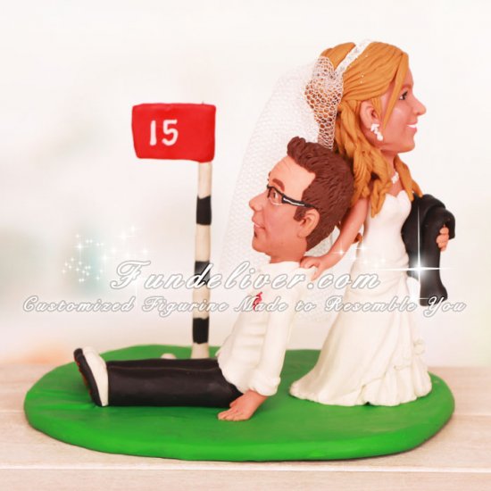 Bride Dragging Groom Away From Golf Wedding Cake Toppers - Click Image to Close