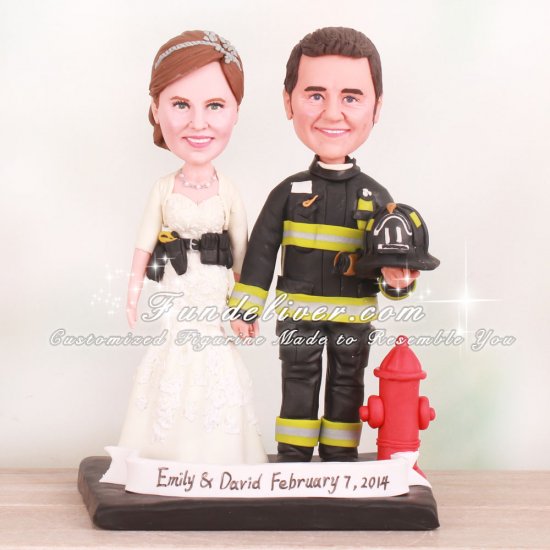 Firefighter and Police Wedding Cake Toppers - Click Image to Close