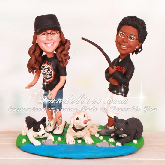 Fishing Wedding Cake Toppers Same Sex Theme - Click Image to Close