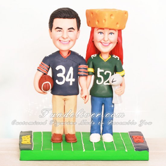 Cheesehead On Bride Wedding Cake Toppers - Click Image to Close