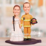 Bride Hold Shotgun and Firefighter Cake Toppers