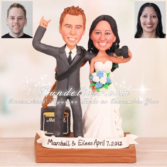 Guitar Player and Personal Photographer Wedding Cake Toppers - Click Image to Close