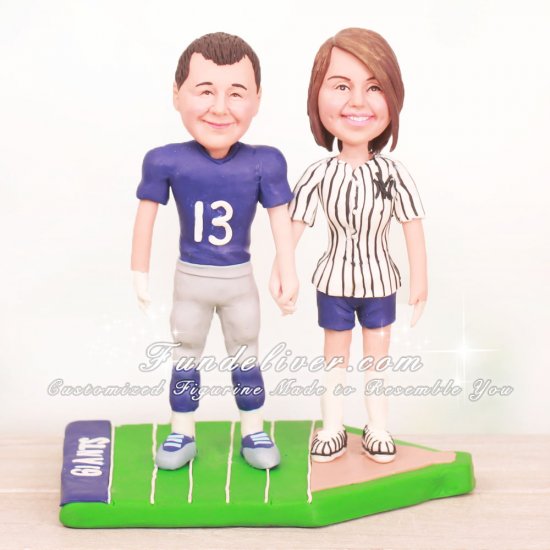 New York Giant and Yankee Wedding Cake Toppers - Click Image to Close