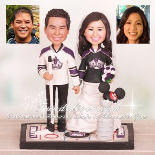 Los Angeles Kings Hockey Wedding Cake Toppers With Stanley Cup