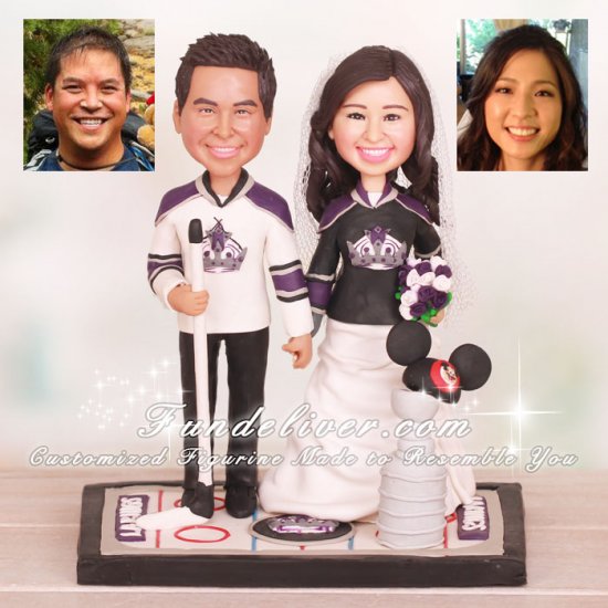 Los Angeles Kings Hockey Wedding Cake Toppers With Stanley Cup - Click Image to Close