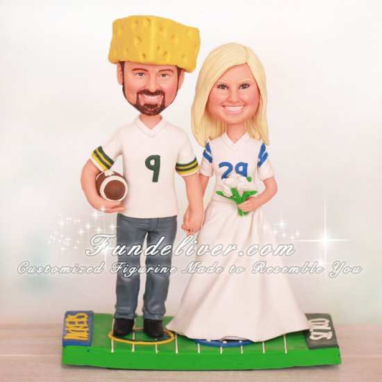 Indianapolis Colts and Green Bay Packers Wedding Cake Toppers - Click Image to Close