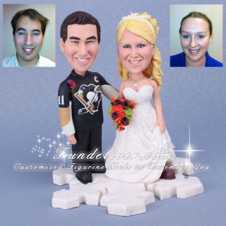 Custom Winter Wedding Cake Toppers with Snowflake Shape Base