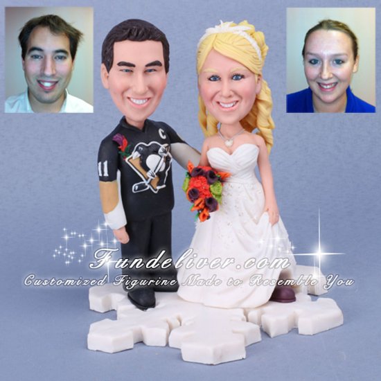 Custom Winter Wedding Cake Toppers with Snowflake Shape Base - Click Image to Close
