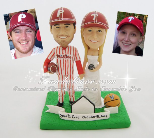 Philadelphia Phillies Wedding Cake Topper, Philadelphia Phillies Cake Topper - Click Image to Close