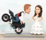 Motorcycle Wedding Cake Topper with Groom Doing a Stoppie in a Soccer Jersey Motorcycle Wedding Cake Topper with Groom Doing a Stoppie in a Soccer Jersey