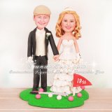 Golf Wedding Cake Toppers with 18th Hole Flag