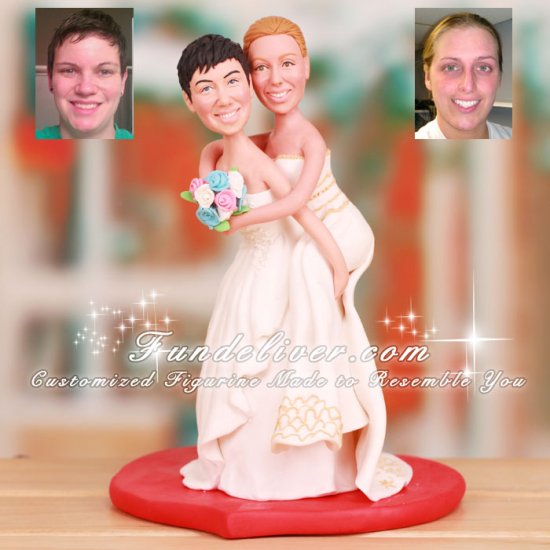 Two Brides Lesbian Wedding Cake Toppers - Click Image to Close