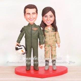 United States Air Force Captain and Helicopter Pilot Wedding Cake Toppers