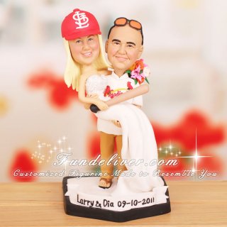 Groom Carrying Bride Cardinals Cake Toppers