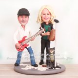 Groom in Power Stance Pose Playing Bass Cake Toppers