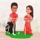 Groom Playing Golf Shot with Indian Bride Cake Toppers