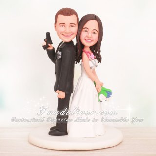 Nurse and Police Wedding Cake Toppers
