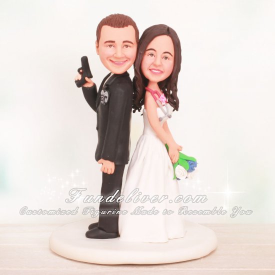Nurse and Police Wedding Cake Toppers - Click Image to Close