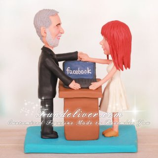 Re-united Through Facebook Wedding Cake Toppers