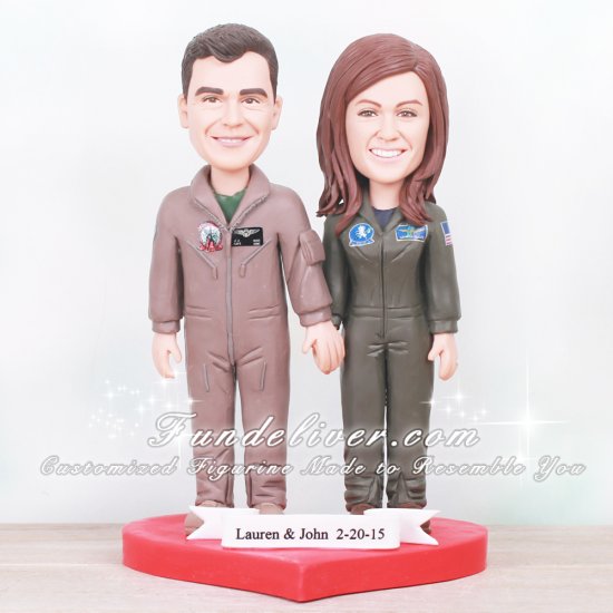 Bride and Groom Figurines for Marine Wedding Cakes - Click Image to Close