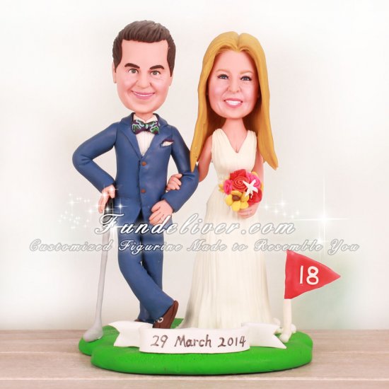 Golfing Bride and Groom Cake Toppers - Click Image to Close