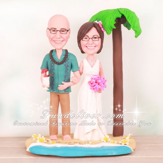 Hawaii Theme Beach Wedding Cake Toppers - Click Image to Close