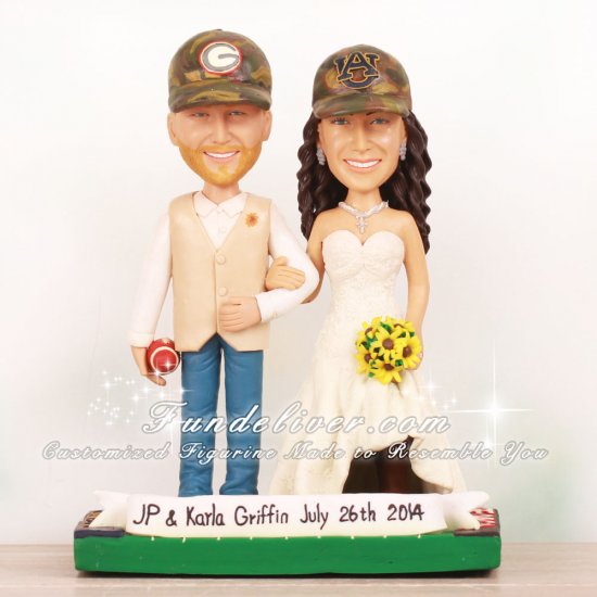 Auburn Tigers and Georgia Bulldogs Football Wedding Cake Toppers - Click Image to Close