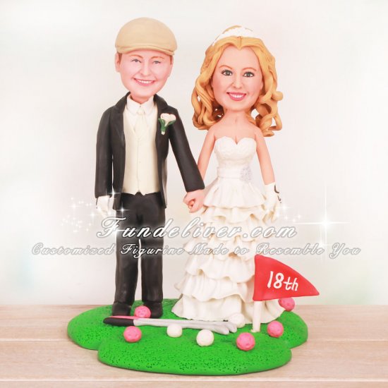 Golf Wedding Cake Toppers with 18th Hole Flag - Click Image to Close
