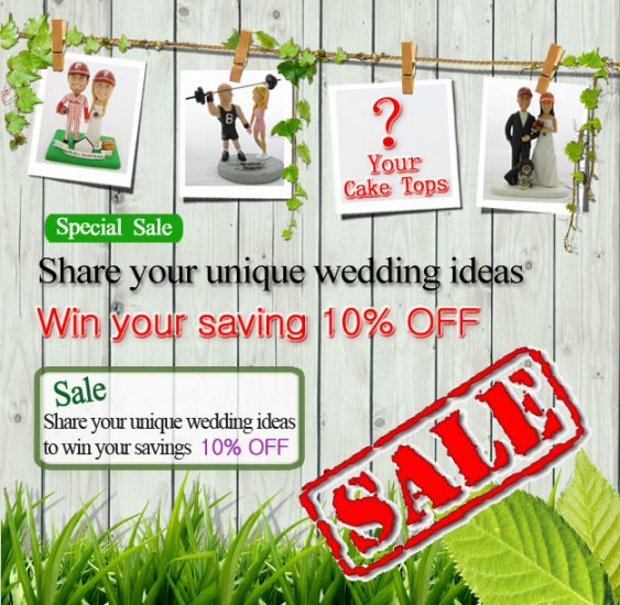 Share Your Unique Ideas to Win 10% OFF of Completely Custom Wedding Cake Toppers - Click Image to Close