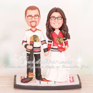 Blackhawks Hockey Wedding Cake Toppers