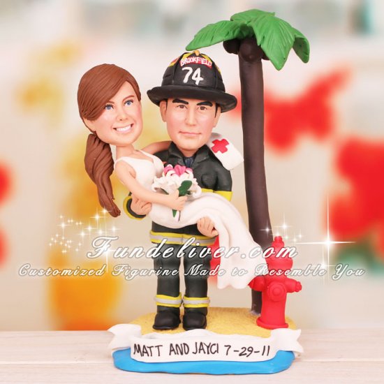 Nurse and Firefighter Wedding Cake Toppers - Click Image to Close