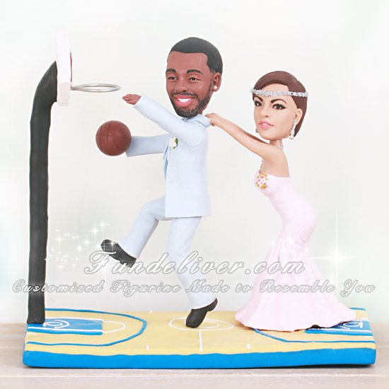 Funny Basketball Hoop Bride Dragging Groom Cake Topper - Click Image to Close