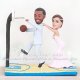 Funny Basketball Hoop Bride Dragging Groom Cake Topper