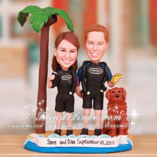 Underwater Theme Scuba Diver Wedding Cake Toppers