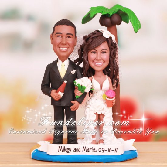 Palm Tree Sand and Starfish Cake Toppers - Click Image to Close