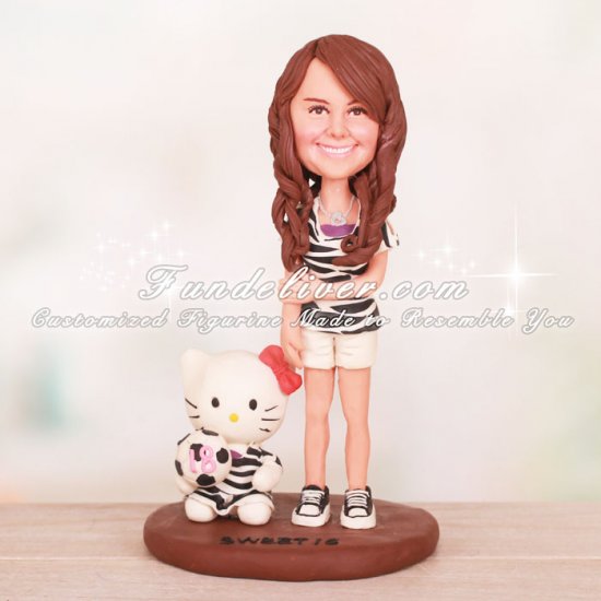 Shy Girl Hello Kitty and Zebra Theme Cake Toppers - Click Image to Close