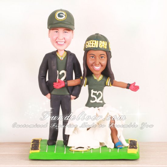 Bride Standing in Clay Matthews Sack Pose Football Cake Toppers - Click Image to Close