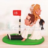 Bride Dragging Groom Away From Golf Wedding Cake Toppers