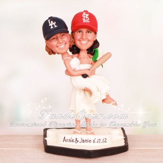 Lesbian Theme Cardinals and Dodgers Baseball Cake Toppers