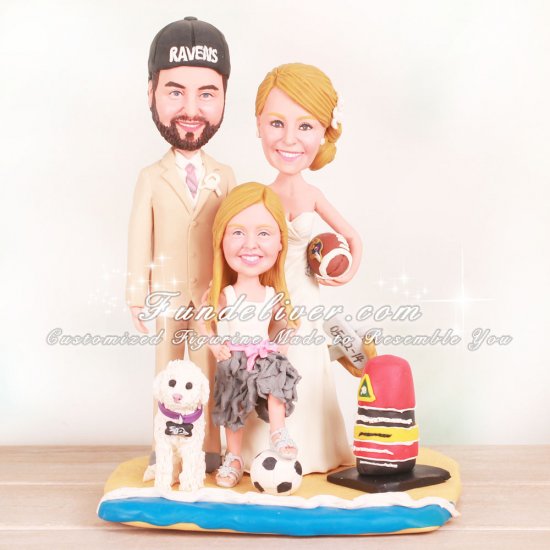 Beach Theme Family Wedding Cake Toppers - Click Image to Close