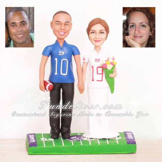 New York Giants Football Wedding Cake Toppers - Click Image to Close