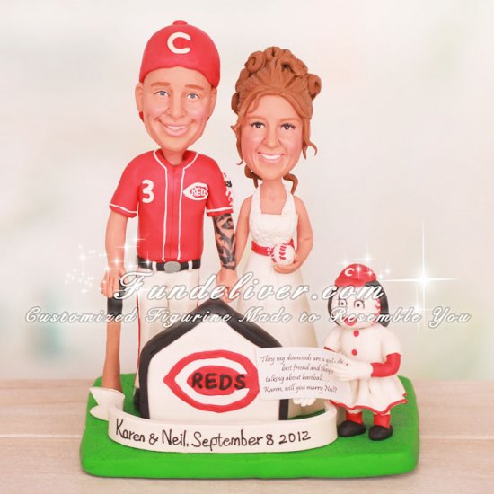 Cincinnati Reds Baseball Wedding Cake Toppers - Click Image to Close