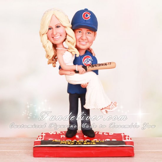 Couple Standing on Wrigley Field Marquee Wedding Cake Toppers - Click Image to Close
