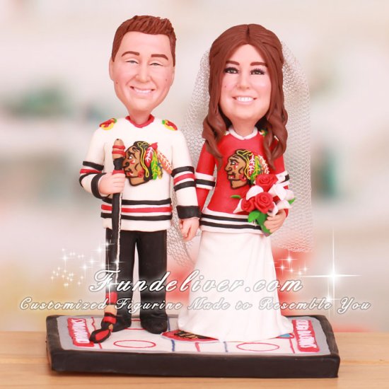 Chicago Blackhawks Cake Topper with Red and White Jerseys - Click Image to Close