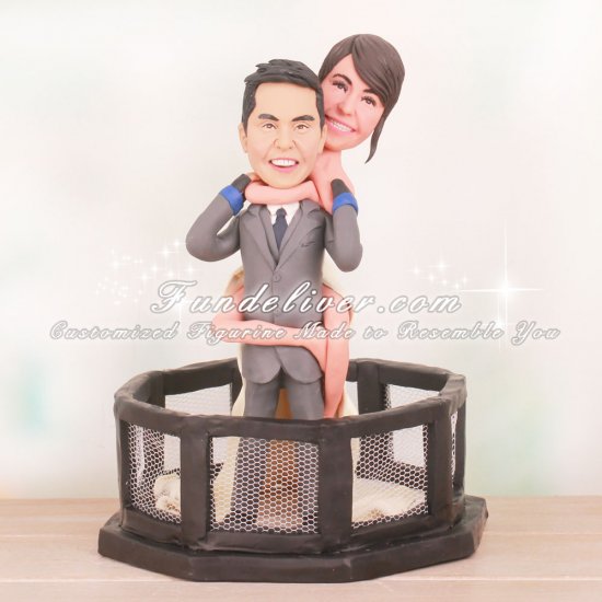 Bride and Groom in Rear Naked Choke Move Cake Toppers - Click Image to Close