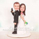 Nurse and Police Wedding Cake Toppers