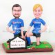 Sports Cake Toppers with Bride and Groom in Uniforms on Kickball Diamond Sports Cake Toppers with Bride and Groom in Uniforms on Kickball Diamond
