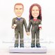 Air Force Cake Topper with Couple in Flight Suits Holding Drinks
